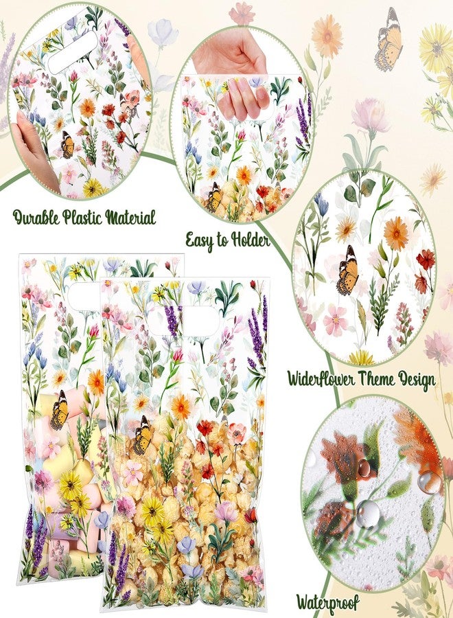 Bulyoou 100 Pcs Wildflower Gift Bags Vintage Wildflower Party Favor Bag with Handle Plastic Goodie Candy Treat Gift Wrapping for Wedding Baby Shower Birthday Party Favors Supplies(Vintage) - Image 3